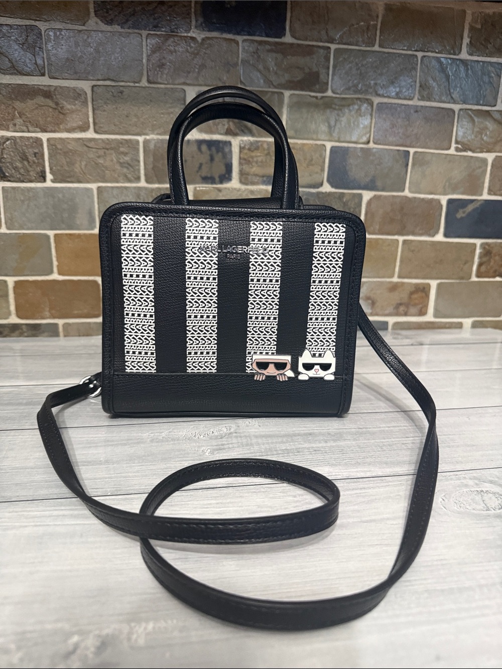 Karl Lagerfeld Paris Maybelle Mini Box Crossbody Bag Striped Karl & Cat
